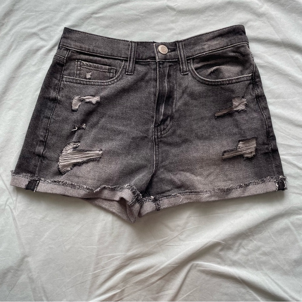SO black distressed jean shorts